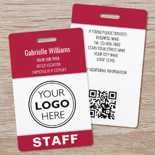 Badge Passe de sécurité personnalisé rouge pour le perso