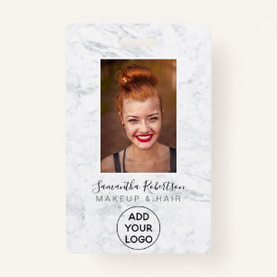 Badge Passe photo de l'employé du logo en marbre blanc