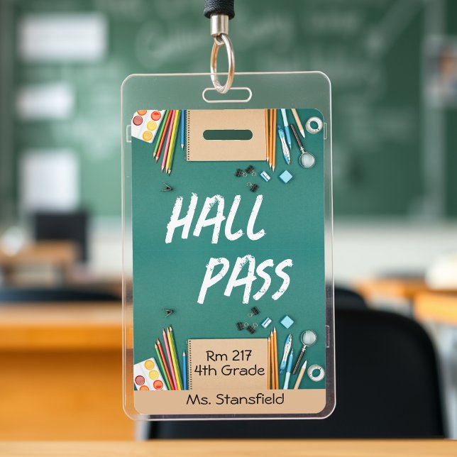 Badge Passe salle de bain de la salle de classe de l'ens (elementary school art teacher hall pass badge)