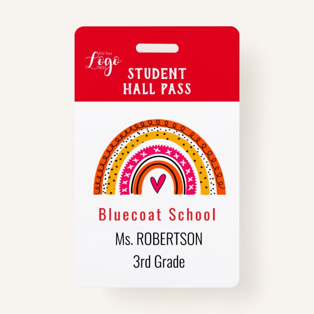 Badge Passe scolaire pour enseignant ou étudiant (Devant)