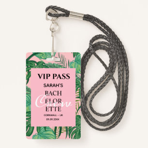 Badge Passe VIP Pink Tropical Palm Bachelorette Party