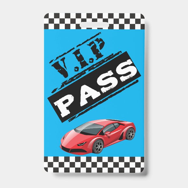 Badge Passes VIP d'Anniversaire Cool Blue Race (Face)