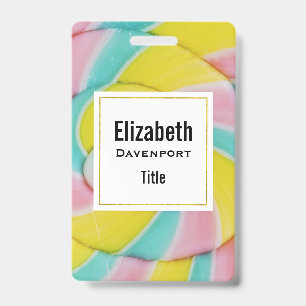 Badge Pastel Rainbow Spiral Candy Photo