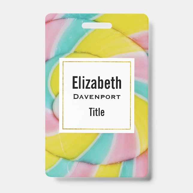 Badge Pastel Rainbow Spiral Candy Photo (Avant)