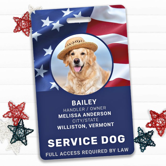Badge Patriotique Service Chien Drapeau Américain ID pho (Créateur téléchargé)