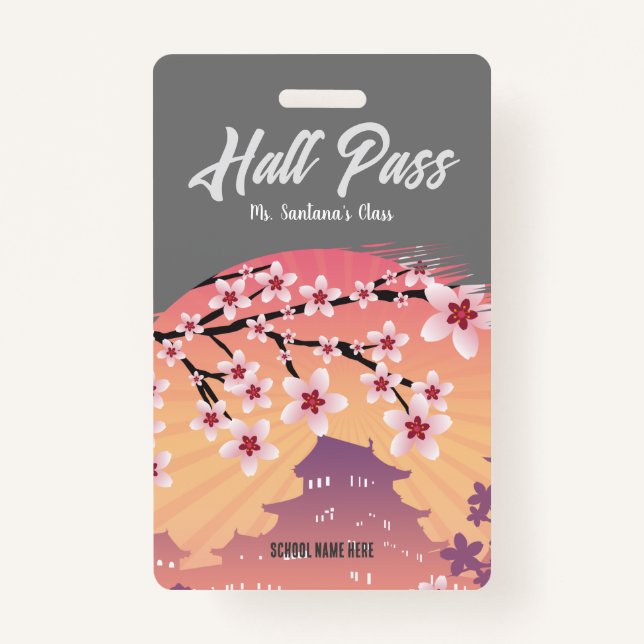 Badge Peach Blossom Hall Pass (Devant)