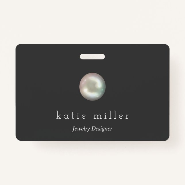 Badge Pearl brillante | Créateur de bijoux | Name (Devant)