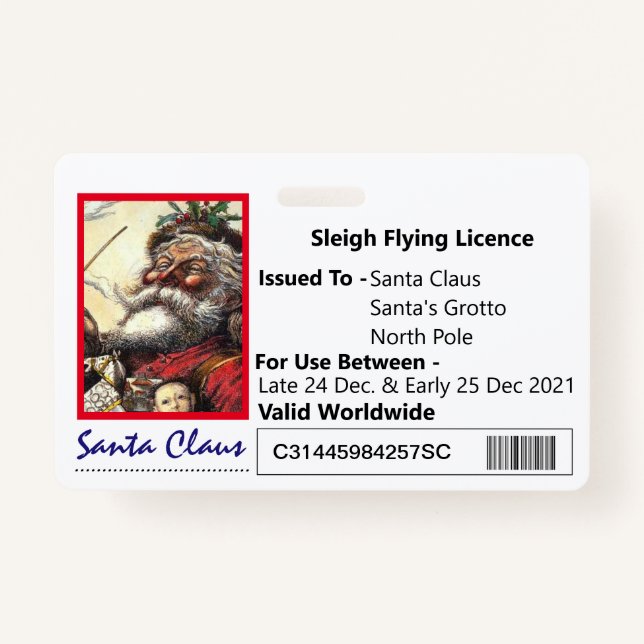 Badge père Noël Permis de nouveauté pour enfants (Devant)