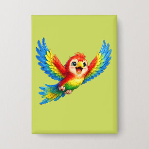 Badge Perroquet mignon aux grands yeux Oiseau coloré heu