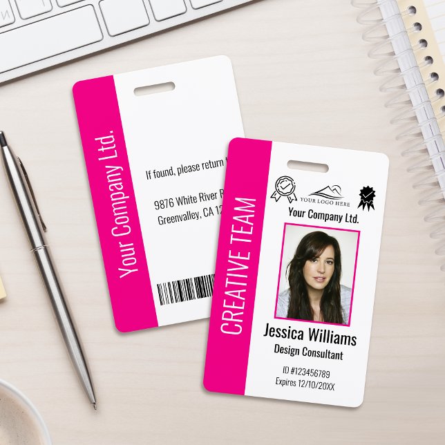 Badge Personalized Corporate Employee ID Hot Pink (Créateur téléchargé)