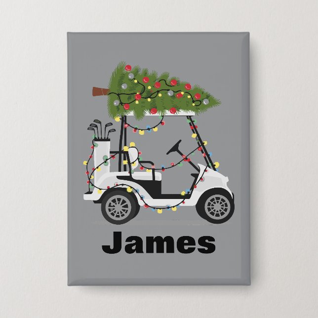 Badge Personalized Name Golfer Christmas Golf Cart Xmas  (Recto)