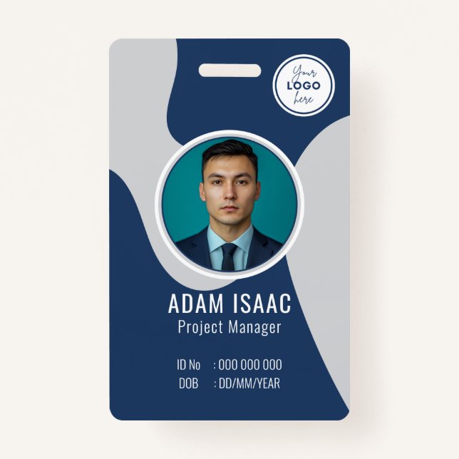 Badge Personnalisable Code-barres Nom du logo Personnel  (Devant)