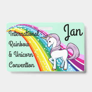 Badge personnalisable Licorne & Arc-en-ciel