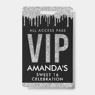 Badge personnalisable VIP accès total Silver Drip