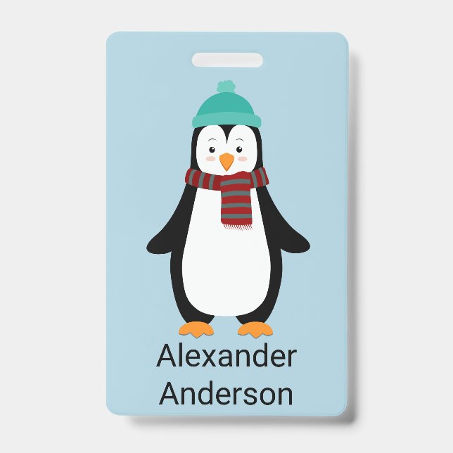Badge Personnalisation de l'étiquette de nom de pingouin (Face)