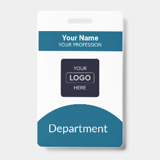 Badge personnalisé avec code-barres et logo d'entr