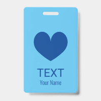 Badge personnalisé avec logo cœur bleu