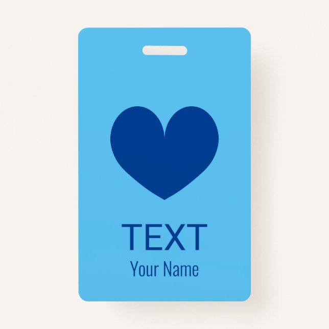 badge personnalisé avec logo de coeur bleu (Devant)
