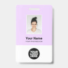 Badge personnalisé avec photo d'employé, code-barr