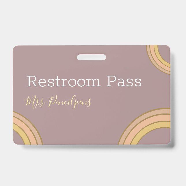 Badge personnalisé Boho Rainbow Hall Pass (Avant)