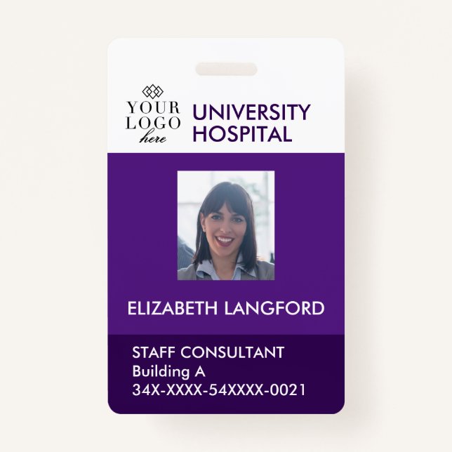 Badge personnalisé de l'employé| Photo, logo et co (Devant)
