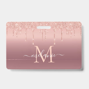 Badge personnalisé en or rose avec lettre ou nom p