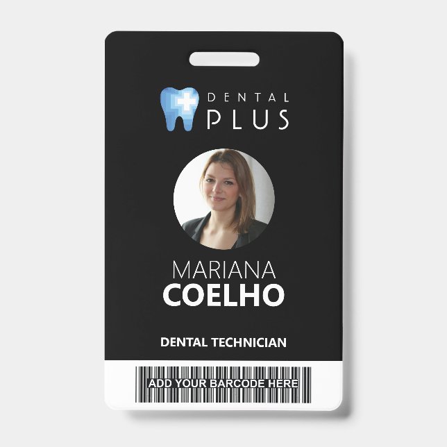 Badge personnalisé - Logo, Photo, Nom et Code-barr (Avant)
