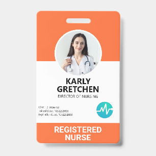 Badge Personnalisé Moderne Hospital Employé Photo ID Ora