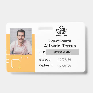 Badge Personnalisé pour Employé, Nom Photo, Entrep