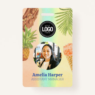 Badge Personnaliser l'artsy aquarelle thème crème glacée