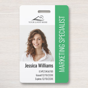 Badge Personnel d'entreprise personnalisé ID vert