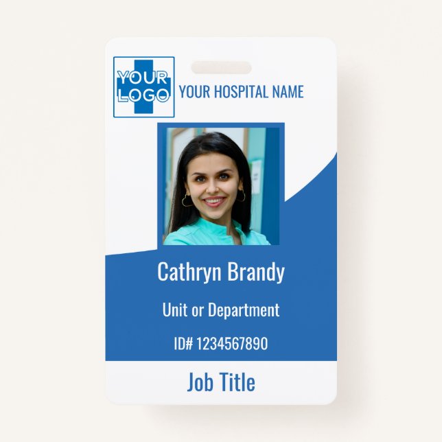 Badge personnel hospitalier ou clinique personnalisé ble (Devant)