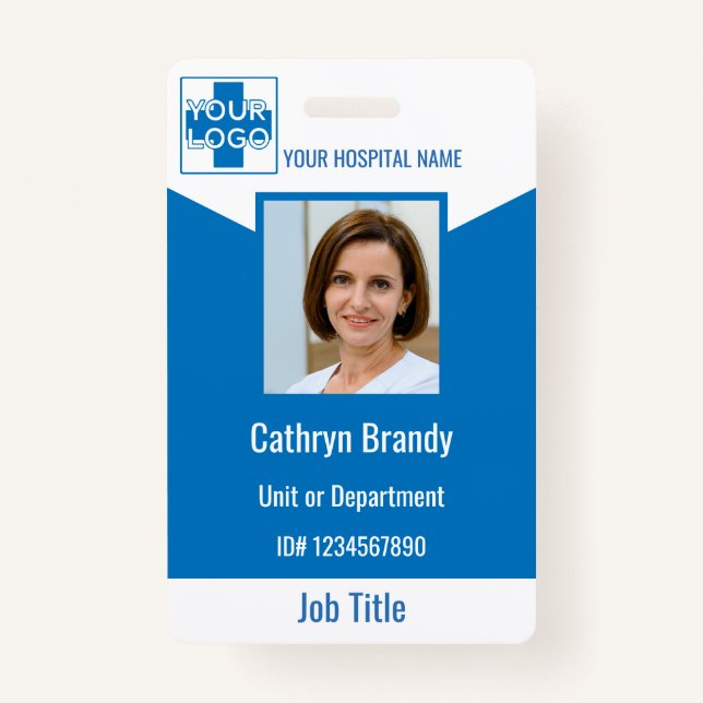 Badge personnel hospitalier ou clinique personnalisé ble (Devant)