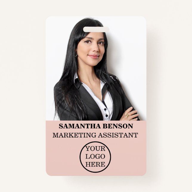Badge Personnel Moderne Personnalisé Rose-Rosée (Devant)