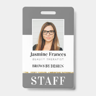 Badge PERSONNEL MODERNE PHOTO ID travail audacieux desig