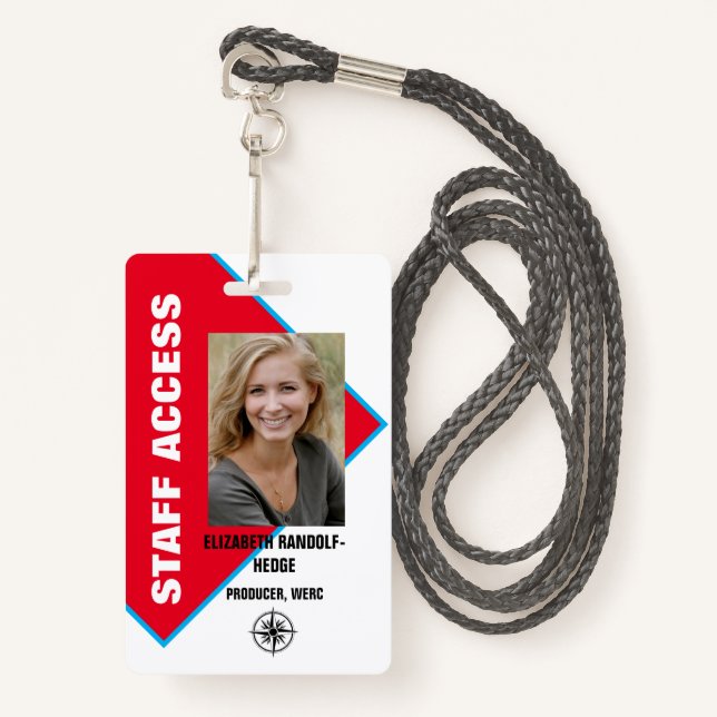 BADGE PHOTO D'ACCÈS DU PERSONNEL PASSE DE SÉCURITÉ D'IDE (Devant avec lanière)