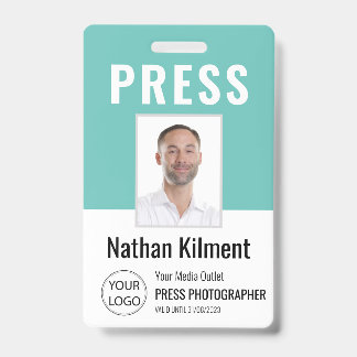 Badge Photo de carte de presse de journaliste Logo Nom T