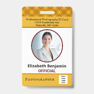 Badge Photo de l'employé avec nom et code-barres de logo