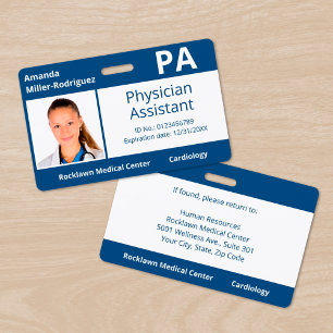 Badge Photo de l'employé bleu blanc ID de l'hôpital