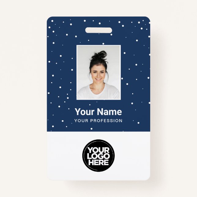Badge Photo de l'employé bleu Noël Nom du logo (Devant)