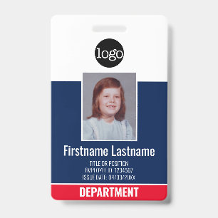 Badge Photo de l'employé, Code QR de la barre, Logo, Tit