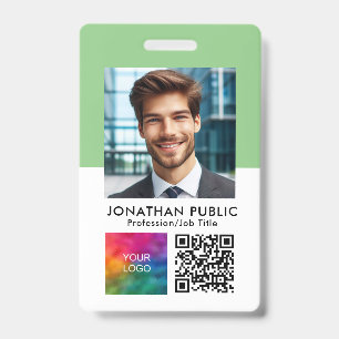 Badge Photo de l'employé Code QR Logo de l'entreprise Mo