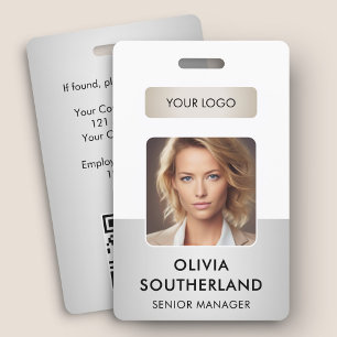 Badge Photo de l'employé Code QR Logo d'entreprise Ident