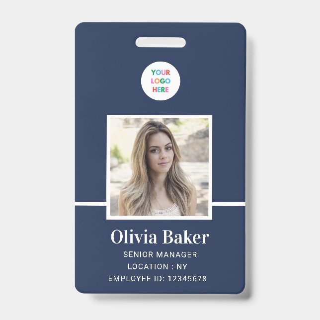 Badge Photo de l'employé de Sécurité du logo bleu de la  (Front)