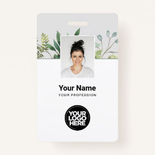 Badge Photo de l'employé d'Eucalyptus, Code-barres, Logo