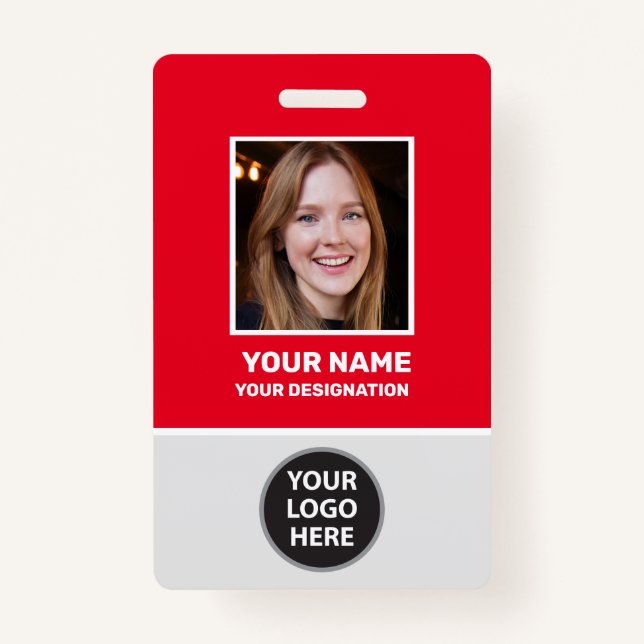 Badge Photo de l'employé du bureau personnalisé, Code ba (Devant)