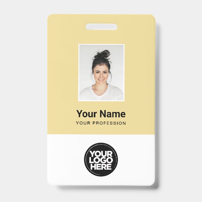 Badge Photo de l'employé en crème personnalisée, code-ba (Avant)