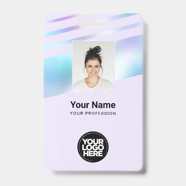 Badge Photo de l'employé holographique, Code à barres, L (Avant)