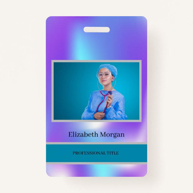 Badge Photo de l'employé Holographique tendance (Devant)