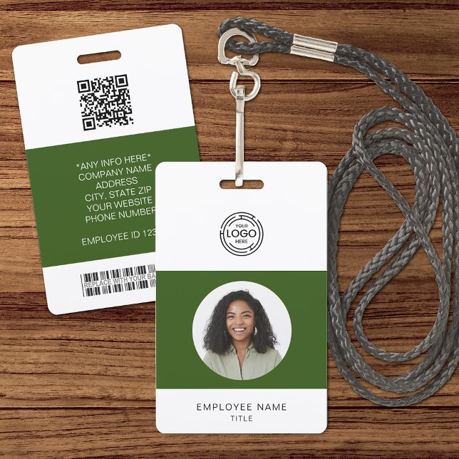 Badge Photo de l'employé, Logo, Code à barres, Nom (Créateur téléchargé)